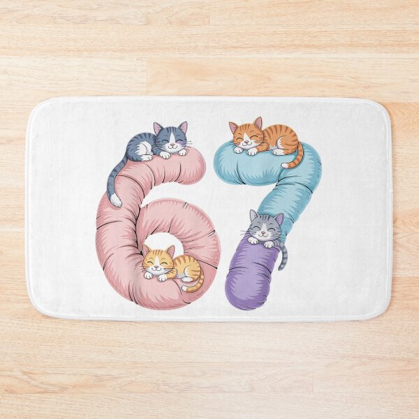 Item preview, Cute Cats Kitten Sleeping On Numbers 67 Birthday Cat Mom Gift designed and sold by RannaHile.
