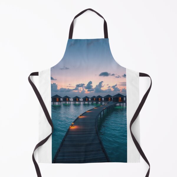 Item preview, Curved Pier Twilight | Maldives Style Overwater Bungalows Serenity designed and sold by Vida e Arte.