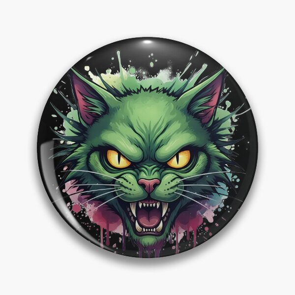 Item preview, Fierce Green Feline: Watercolor Splatter Rage Cat designed and sold by ifundesign.