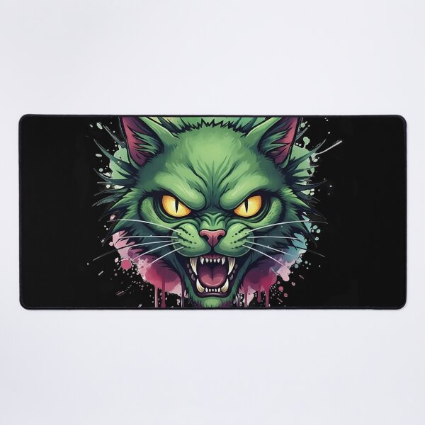 Item preview, Fierce Green Feline: Watercolor Splatter Rage Cat designed and sold by ifundesign.