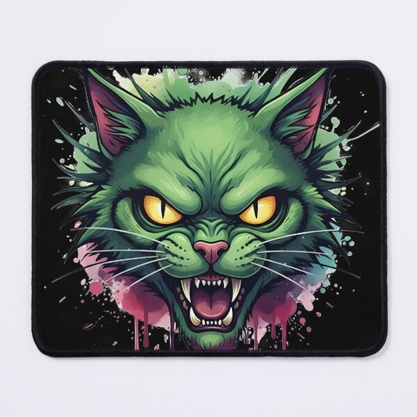 Item preview, Fierce Green Feline: Watercolor Splatter Rage Cat designed and sold by ifundesign.