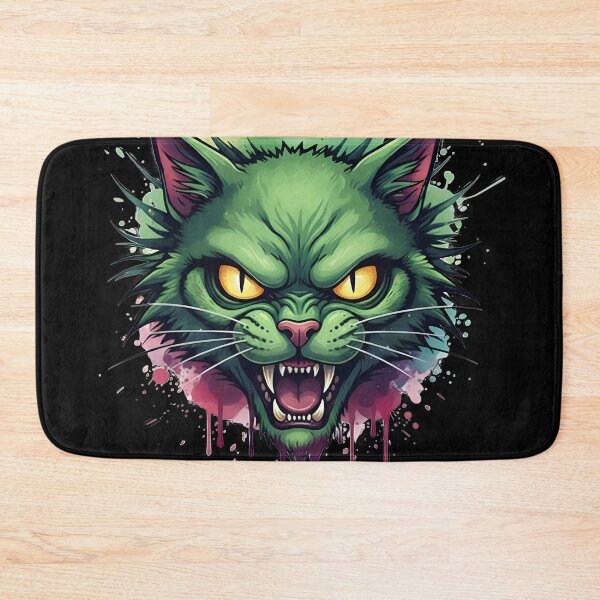 Item preview, Fierce Green Feline: Watercolor Splatter Rage Cat designed and sold by ifundesign.