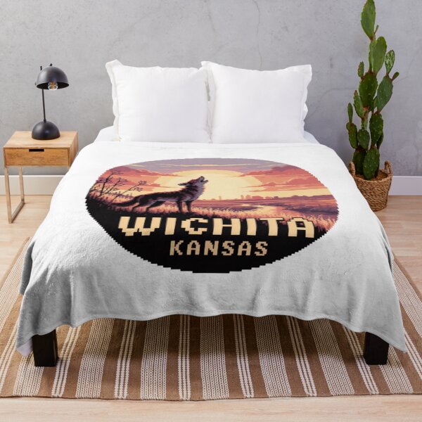 Item preview, Wichita Kansas Sunset Coyote – Retro Pixel Prairie Art designed and sold by CircinusStore.