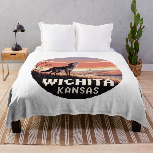 Item preview, Wichita Kansas Howling Coyote – Retro Pixel Sunset Prairie Art designed and sold by CircinusStore.