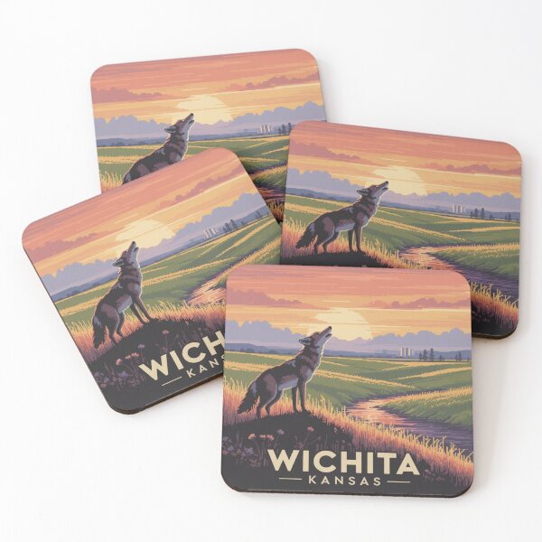 Item preview, Wichita Kansas Sunset Coyote – Retro Pixel Prairie Art designed and sold by CircinusStore.