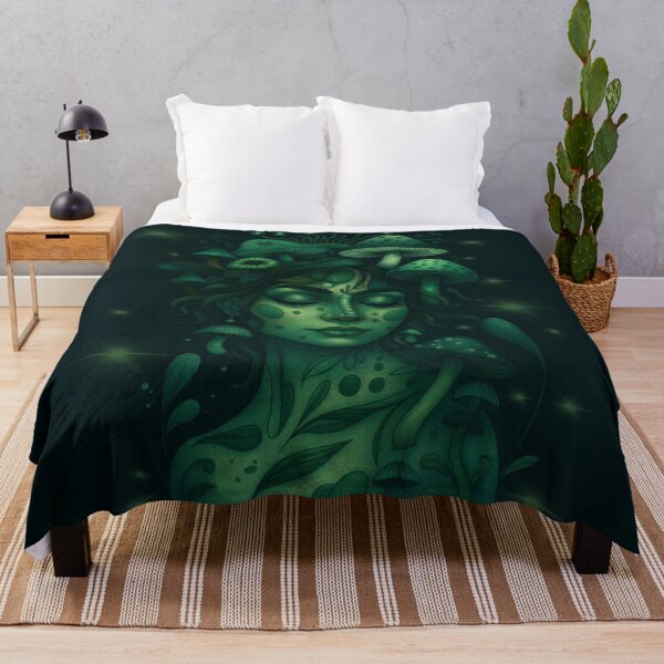 Item preview, A glowing forest goddess intertwined with mushrooms and magic, where nature dreams in emerald light designed and sold by DzurDesigns .