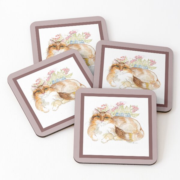 Item preview, The Cat and His Thoughts - watercolor illustration designed and sold by Annie Mason Art.