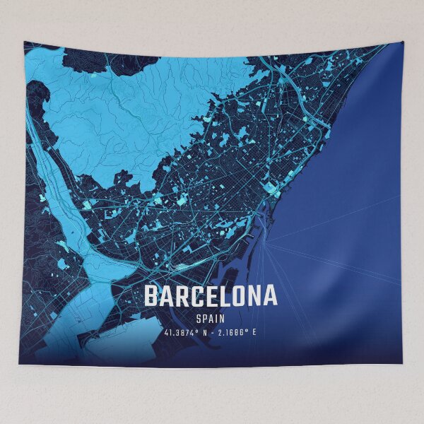Item preview, Barcelona Midnight City Map designed and sold by HomeLivingCo.