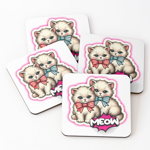 Item preview, Vintage kittens wearing bows designed and sold by Mbk Studios.
