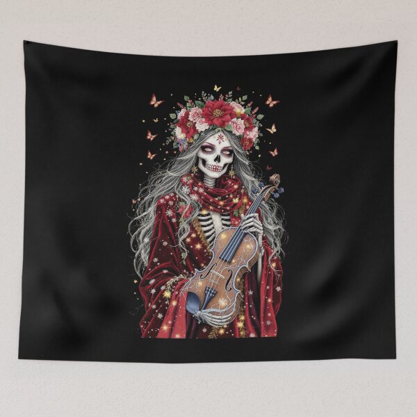 Item preview, Christmas Melody Skeleton Girl | Gothic Holiday Fantasy Art designed and sold by ColorSplash123.