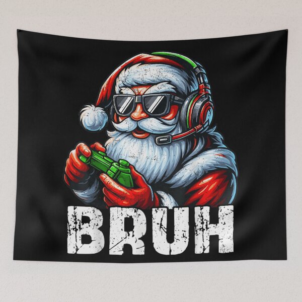 Item preview, Cool Gamer Santa Claus Headset Bruh Funny Christmas Gaming Art designed and sold by RannaHile.