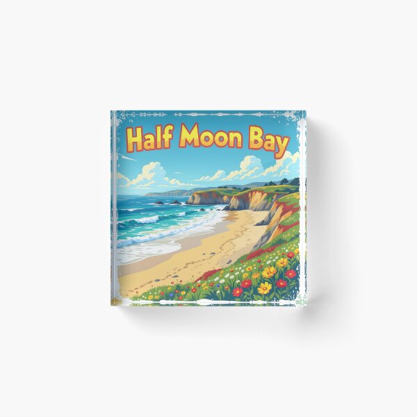 Item preview, Half Moon Bay, California: Vintage-Style Painterly Travel Poster designed and sold by LSVart.