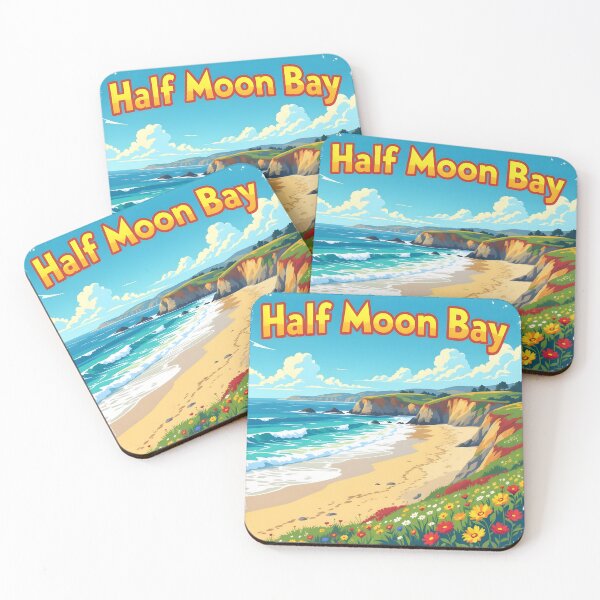 Item preview, Half Moon Bay, California: Vintage-Style Painterly Travel Poster designed and sold by LSVart.