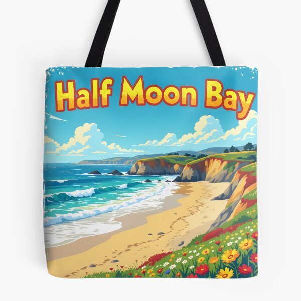 Item preview, Half Moon Bay, California: Vintage-Style Painterly Travel Poster designed and sold by LSVart.