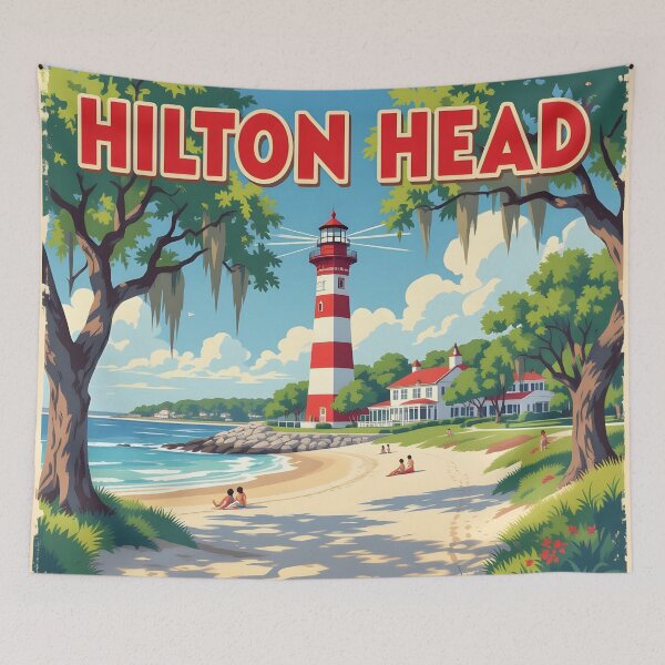 Item preview, Hilton Head Island, South Carolina: Vintage-Style Painterly Travel Poster designed and sold by LSVart.