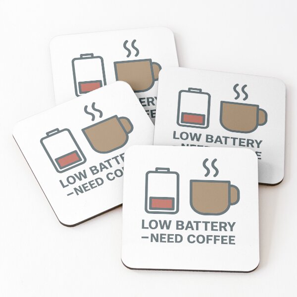 Item preview, Low Battery Need Coffee — Funny Minimalist T-Shirt for Coffee Lovers & Office People designed and sold by KarimXart.