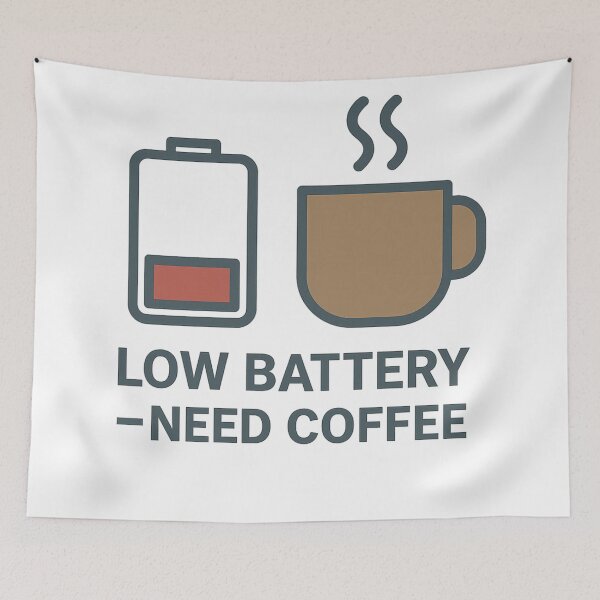 Item preview, Low Battery Need Coffee — Funny Minimalist T-Shirt for Coffee Lovers & Office People designed and sold by KarimXart.