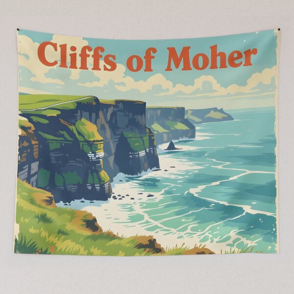 Item preview, Cliffs of Moher, Ireland: Vintage-Style Painterly Travel Poster designed and sold by LSVart.