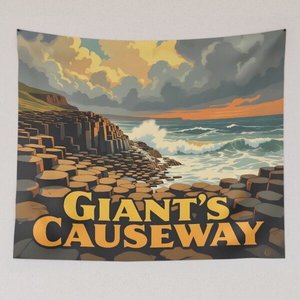 Item preview, Giant’s Causeway, Northern Ireland: Vintage-Style Painterly Travel Poster designed and sold by LSVart.