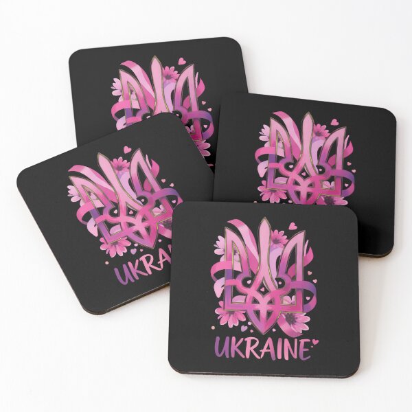 Item preview, Artistic Pink Floral Ukraine Tryzub Emblem designed and sold by RGShirtWorks.