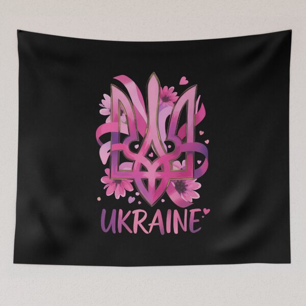 Item preview, Artistic Pink Floral Ukraine Tryzub Emblem designed and sold by RGShirtWorks.