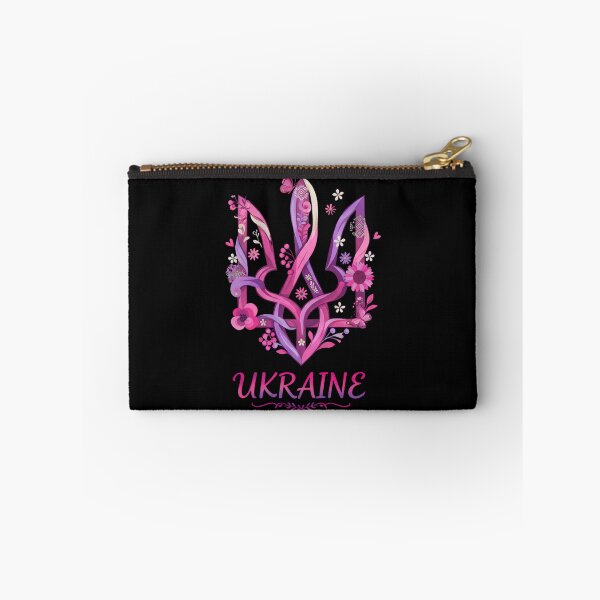 Item preview, Floral Pink Ukrainian Tryzub with "Ukraine" Script designed and sold by RGShirtWorks.