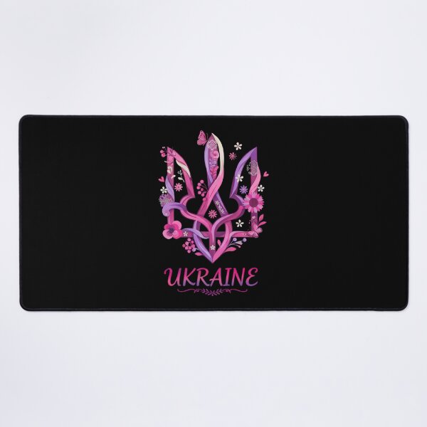 Item preview, Floral Pink Ukrainian Tryzub with "Ukraine" Script designed and sold by RGShirtWorks.