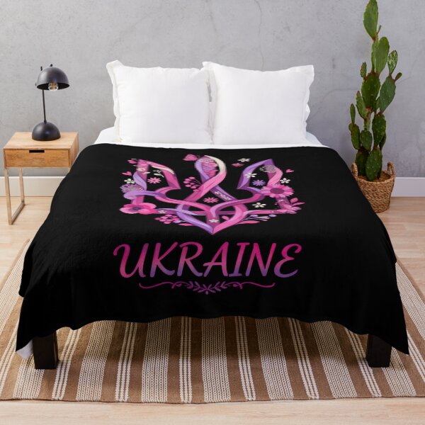 Item preview, Floral Pink Ukrainian Tryzub with "Ukraine" Script designed and sold by RGShirtWorks.