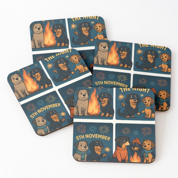 Item preview, Annie, Juno & Pebbles — Fireworks Night Dog Trio Illustration designed and sold by anniejunoaxie.