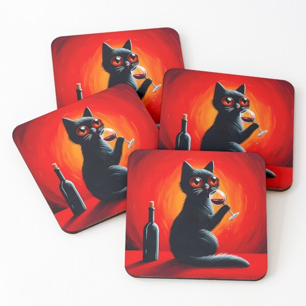 Item preview, Black Cat And Red Wine designed and sold by Visual Nomad Club.