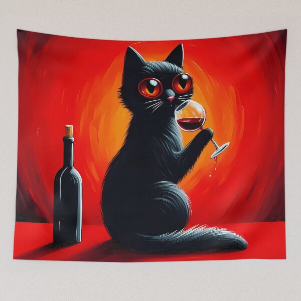 Item preview, Black Cat And Red Wine designed and sold by Visual Nomad Club.