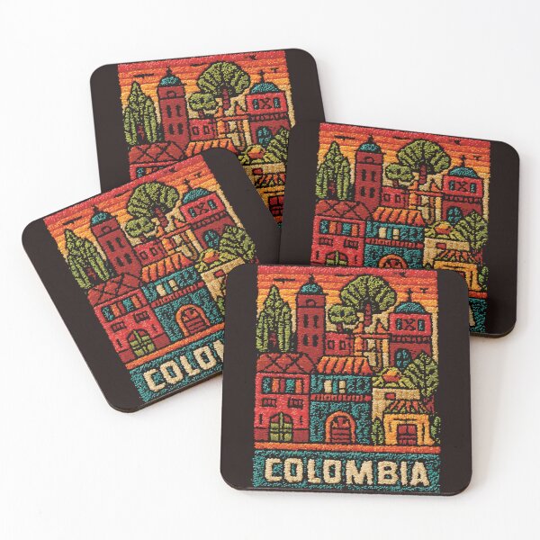 Item preview, Colombia Colorful Village Woven Folk Art Poster designed and sold by TuncGK.