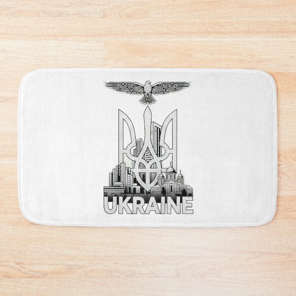Item preview, Ukraine Tryzub Emblem with Cityscape, Church, and Tech Eagle designed and sold by RGShirtWorks.