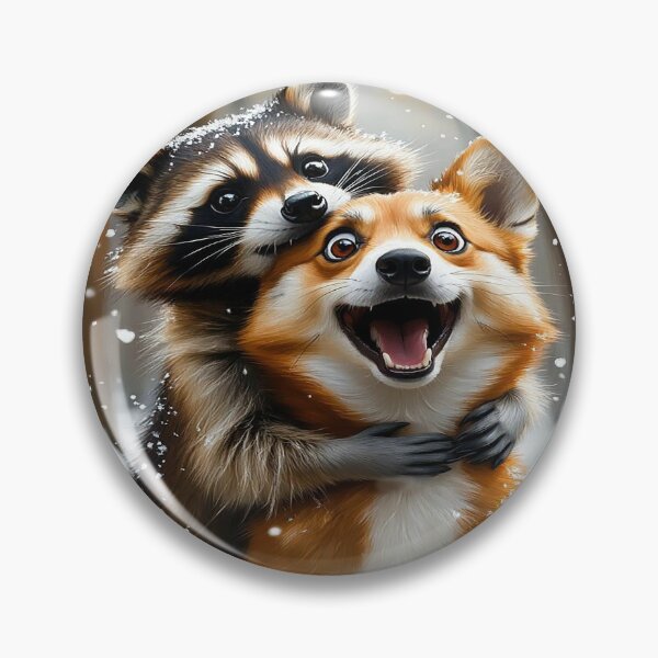 Item preview, Winter Hug – Raccoon and Corgi Friendship designed and sold by AmetistLight.