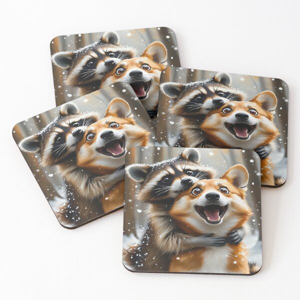 Item preview, Winter Hug – Raccoon and Corgi Friendship designed and sold by AmetistLight.