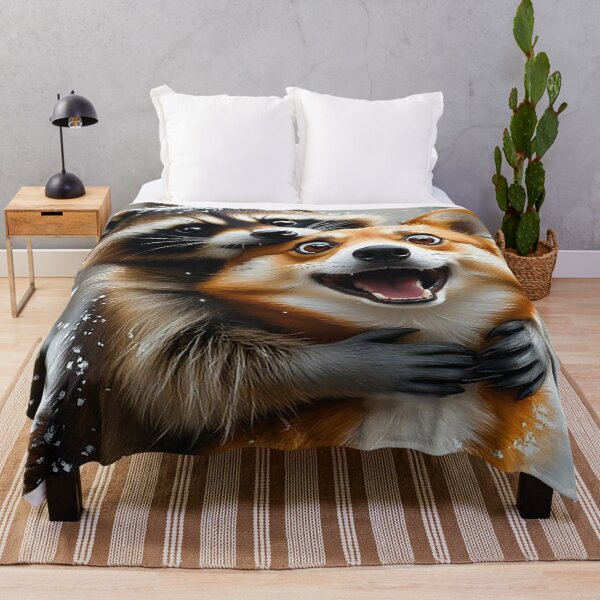 Item preview, Winter Hug – Raccoon and Corgi Friendship designed and sold by AmetistLight.