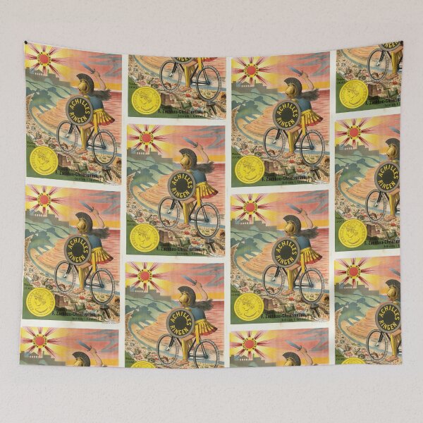 Item preview, Vibrant Achilles Ringen Bicycle Tire Poster | Mythical Heroic Art with Greek Warrior on Bike for Strength & Durability designed and sold by artofuniverse.