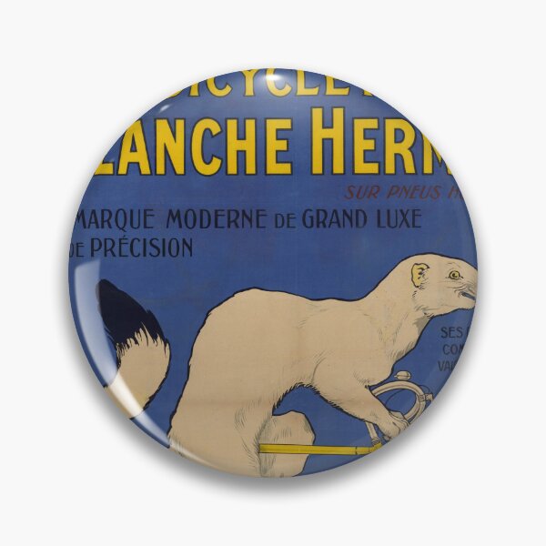 Item preview, Vintage French Bicycle Poster | Bicyclette Blanche Hermine | Art Nouveau Style | Ermine & Yellow Bicycle | Hutchinson Tires designed and sold by artofuniverse.