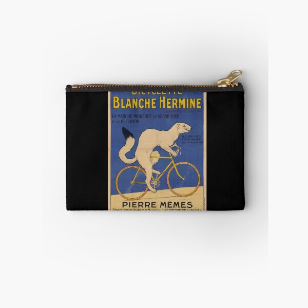 Item preview, Vintage French Bicycle Poster | Bicyclette Blanche Hermine | Art Nouveau Style | Ermine & Yellow Bicycle | Hutchinson Tires designed and sold by artofuniverse.