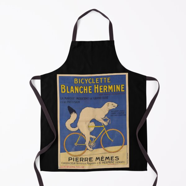 Item preview, Vintage French Bicycle Poster | Bicyclette Blanche Hermine | Art Nouveau Style | Ermine & Yellow Bicycle | Hutchinson Tires designed and sold by artofuniverse.