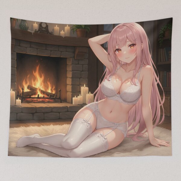 Item preview, The pink-haired Waifu is relaxing in a festive and warm atmosphere designed and sold by GerwantSHOP.