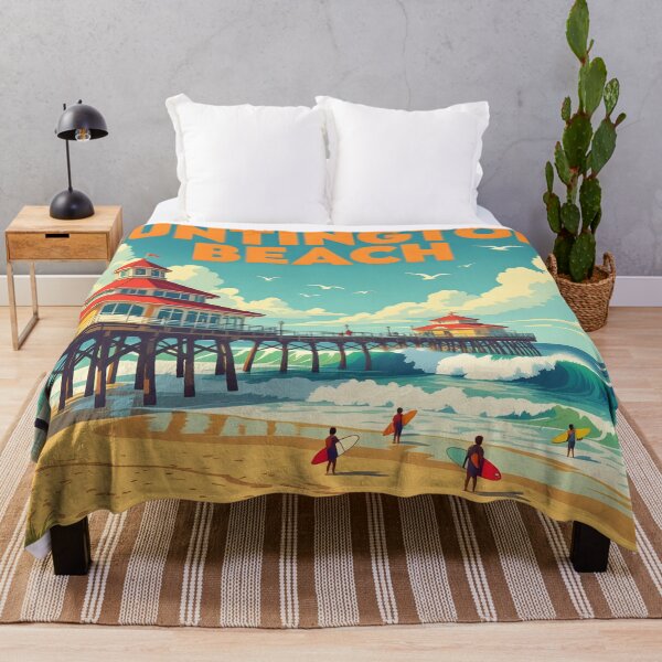 Item preview, Huntington Beach, California: Vintage-Style Painterly Travel Poster designed and sold by LSVart.