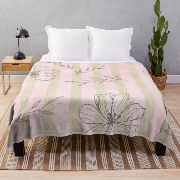 Item preview, Pastel Floral Stripe Pattern – Romantic Coquettecore Botanical Design by Heritage Hive Studio | Blush Pink Sage Green designed and sold by Heritage Hive Studio.