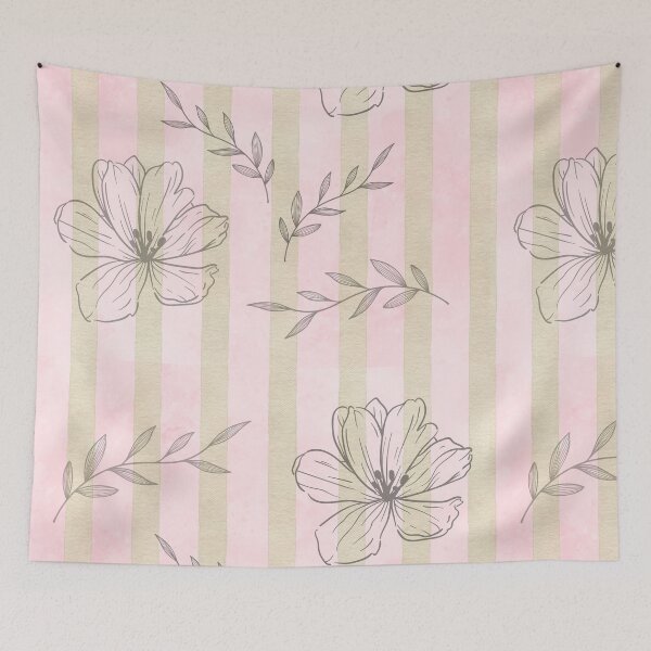 Item preview, Pastel Floral Stripe Pattern – Romantic Coquettecore Botanical Design by Heritage Hive Studio | Blush Pink Sage Green designed and sold by Heritage Hive Studio.
