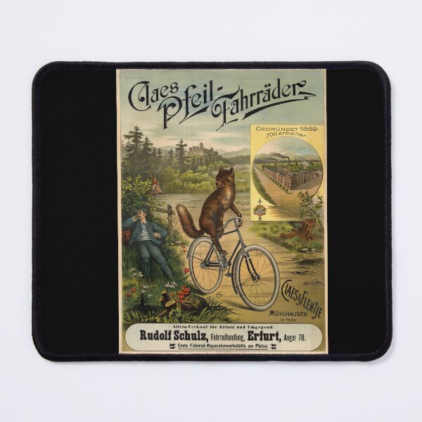 Item preview, Vintage Bicycle Art Print | Claes Pfeil Bicycle Poster | Art Nouveau Advertising | Fox on Bike | Whimsical Wall Decor designed and sold by artofuniverse.
