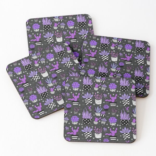 Item preview, Whimsical Purple Succulents – Checkerboard & Polka Dot Pot Pattern designed and sold by annebmeadows.