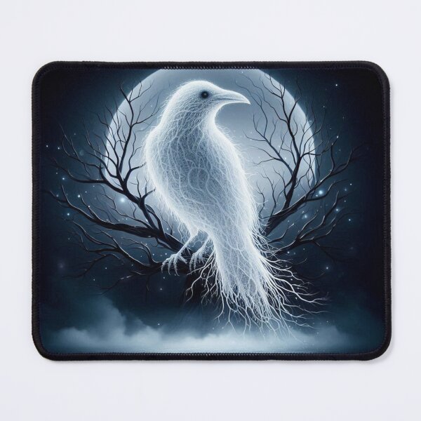Item preview, Hologram of a white raven in a gloomy, misty forest designed and sold by mrf2thed.