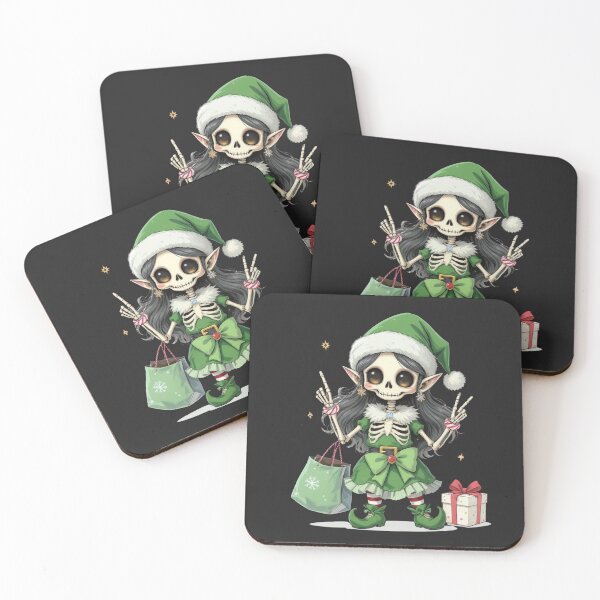 Item preview, Santa’s Helper Skeleton Girl | Cute Elf Christmas Skeleton Design designed and sold by ColorSplash123.