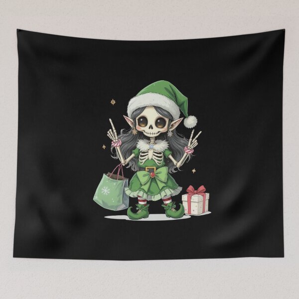 Item preview, Santa’s Helper Skeleton Girl | Cute Elf Christmas Skeleton Design designed and sold by ColorSplash123.