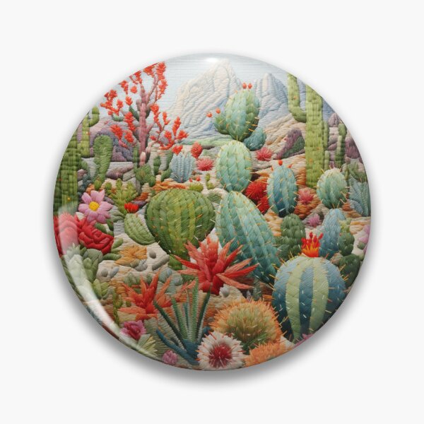 Item preview, embroidery handcraft cactus landscape colorful needle painting designed and sold by G-M-Designs.